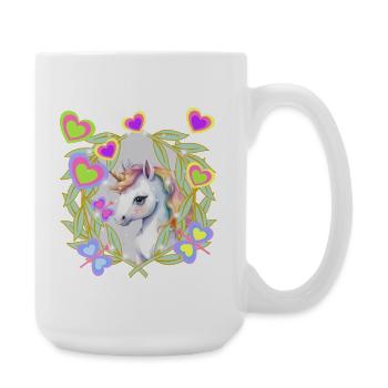 Einhorn Kinder Mädchen Pferd - Große Tasse 440 ml - Weiß - Rechts