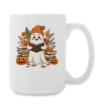 Autumn reading spirit with pumpkins - Large Mug 440 ml - white - Right