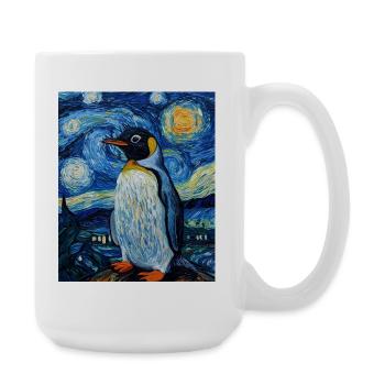 Penguin Bird Van Gogh Style Starry Night - Large Mug 440 ml - white - Right