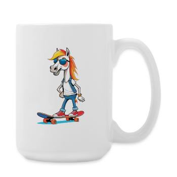 Pony Skateboarder mit Sonnenbrille - Große Tasse 440 ml - Weiß - Rechts