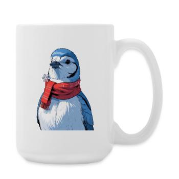 Winter Bird with Red Scarf - Large Mug 440 ml - white - Right