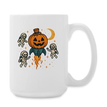 Halloween Raketenpumpkin im All - Große Tasse 440 ml - Weiß - Rechts