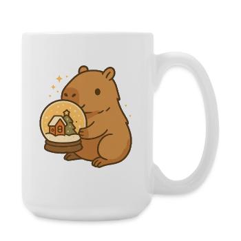 ✨ Capybara mit Schneekugel – Weihnachtszauber - Große Tasse 440 ml - Weiß - Rechts