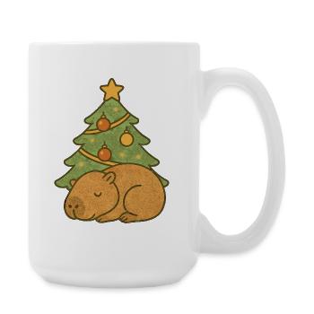 ✨ Schlafendes Capybara unterm Weihnachtsbaum 🎄 - Große Tasse 440 ml - Weiß - Rechts