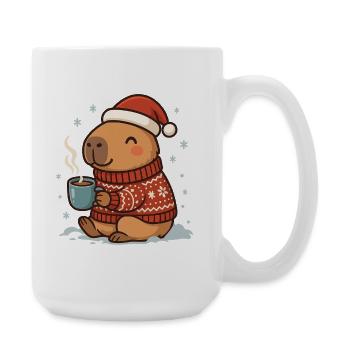 ✨ Cozy Capybara mit Kakao & Weihnachtsmütze - Große Tasse 440 ml - Weiß - Rechts