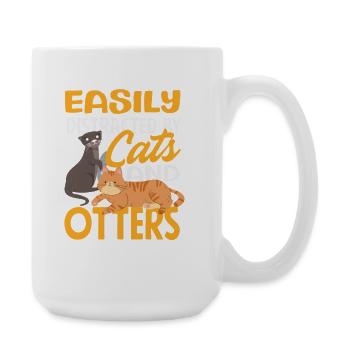 Katzen Seeotter Cartoon - Große Tasse 440 ml - Weiß - Rechts