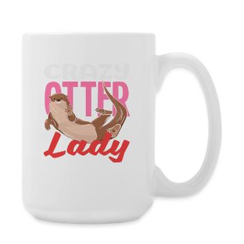 Crazy Otter Lady Sea Otter Cartoon - Large Mug 440 ml - white - Right