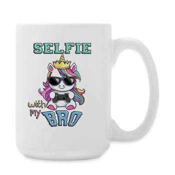 Selfie avec mon frère - Licorne zocken - Grande tasse 440 ml - blanc - Droite