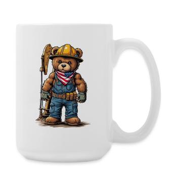 Construction worker bear with tool belt - Large Mug 440 ml - white - Right