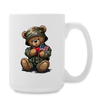 Camouflage bear with heart and flag - Large Mug 440 ml - white - Right