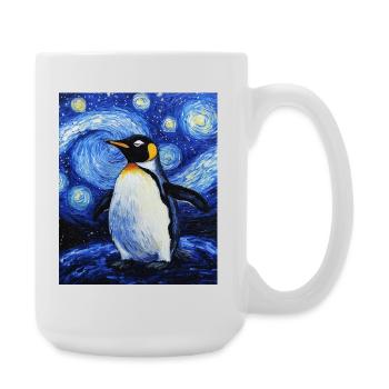 Penguin Bird Van Gogh Style Starry Night - Large Mug 440 ml - white - Right