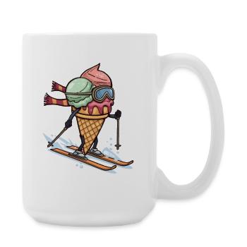 Eiscreme Skifahrer Abenteuer - Große Tasse 440 ml - Weiß - Rechts