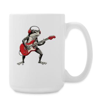 Frosch Gitarre mit Kopfhörer - Große Tasse 440 ml - Weiß - Rechts