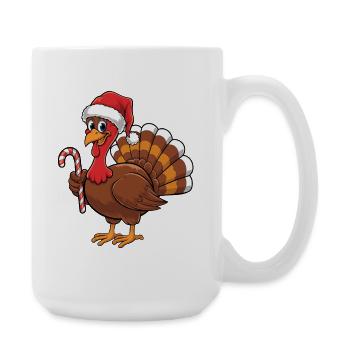 Truthahn als Weihnachtsmann verkleidet - Große Tasse 440 ml - Weiß - Rechts