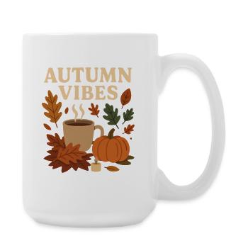 Fall Vibes: Coffee, Pumpkin & Leaves - Large Mug 440 ml - white - Right