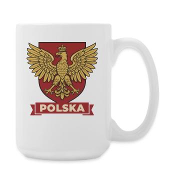 Polska Golden Eagle Wappen auf rotem Schild - Große Tasse 440 ml - Weiß - Rechts