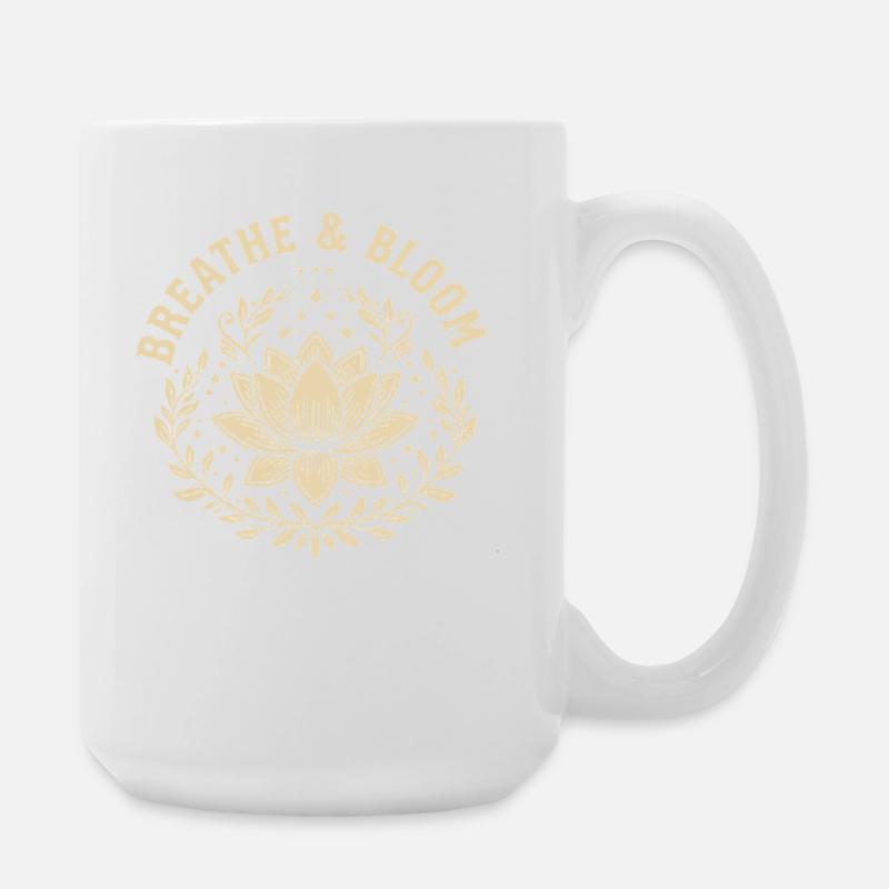 Floraison et croissance de la fleur de lotus conception botanique - Grande tasse 440 ml - blanc