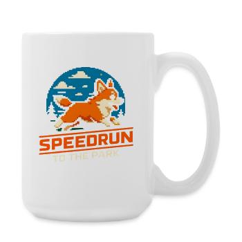 Speedrun au parc | Chien Humour Corgi - Grande tasse 440 ml - blanc - Droite