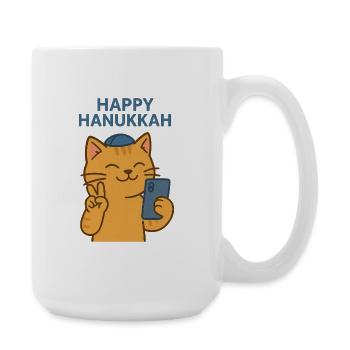 Mauzzel Tov Chanukka Jüdische Katze machen Selfie - Große Tasse 440 ml - Weiß - Rechts