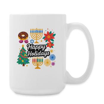 Happy Holiday Christmas and Hanukkah New Year Eve - Large Mug 440 ml - white - Right