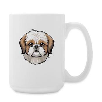 Cute Shih Tzu Head Cartoon - Large Mug 440 ml - white - Right