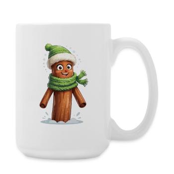 Winterbaumstumpf mit Schal - Große Tasse 440 ml - Weiß - Rechts