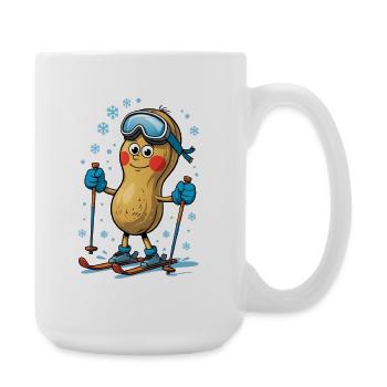 Erdnuss Skifahrer mit Ski - Große Tasse 440 ml - Weiß - Rechts