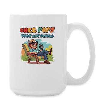 Chez Papy tout est permis - Grande tasse 440 ml - blanc - Droite