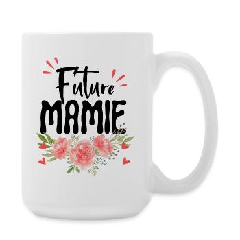 Future granny – Flowery pregnancy announcement - Large Mug 440 ml - white - Right