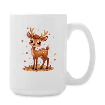 Fawn in the autumn light and falling leaves - Large Mug 440 ml - white - Right