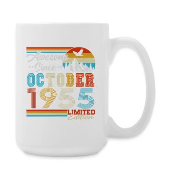 Vintage Octobre 1955 Vintage Rétro Anniversaire - Grande tasse 440 ml - blanc - Droite