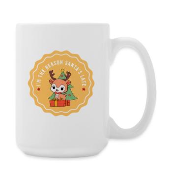 Lustiges Rentier Outfit für Weihnachtsfeier - Große Tasse 440 ml - Weiß - Rechts