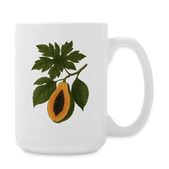 Vintage Botanical Papaya Fruit Illustration - Large Mug 440 ml - white - Right