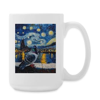 Dove Bird Van Gogh Style Starry Night - Large Mug 440 ml - white - Right