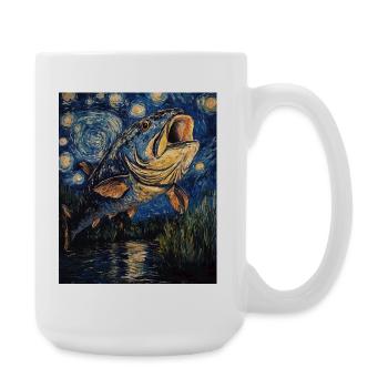 Carp Fish Van Gogh Style - Large Mug 440 ml - white - Right