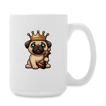 Pug Chess Player Chess Piece Dog King Queen - Large Mug 440 ml - white - Right