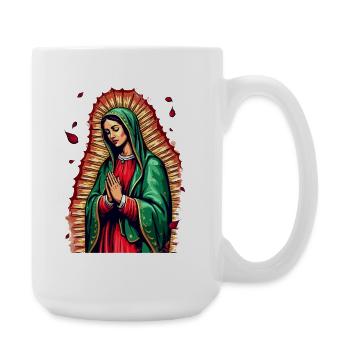 Mary icon with greeting prayer - Large Mug 440 ml - white - Right