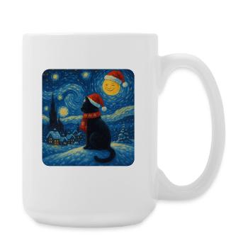 Chat de la nuit étoilée dans la magie de Noël - Grande tasse 440 ml - blanc - Droite