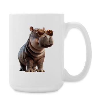 Nilpferd Flusspferd Mama Hippopotamus Cooles Hippo - Grande tasse 440 ml - blanc - Droite