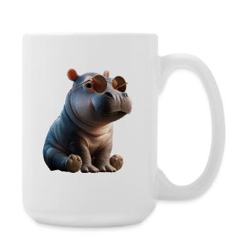 Nilpferd Flusspferd Mama Hippopotamus Cooles Hippo - Grande tasse 440 ml - blanc - Droite
