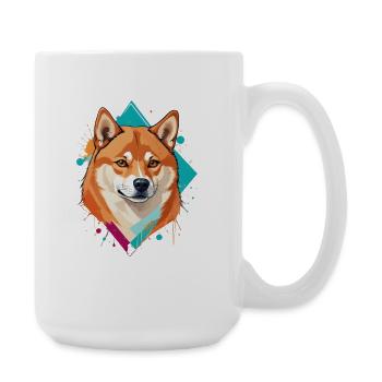 Shiba Inu Geometric Solid Colors - Large Mug 440 ml - white - Right