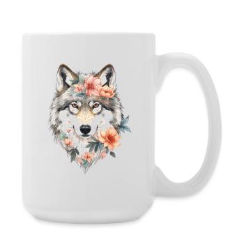 Flower Wolf Portrait - Large Mug 440 ml - white - Right