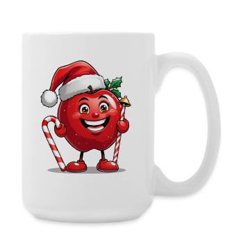 Kuscheliger Apfel im Weihnachtsmannhut - Große Tasse 440 ml - Weiß - Rechts