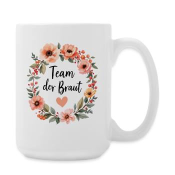 Team of the Bride – Floral Wreath Shirt - Large Mug 440 ml - white - Right