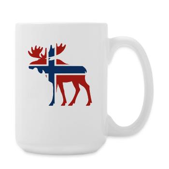 Nordic Moose with Norway Flag - Large Mug 440 ml - white - Right