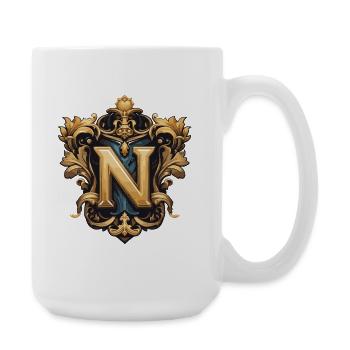 N Buchstabe Name Krone - Große Tasse 440 ml - Weiß - Rechts