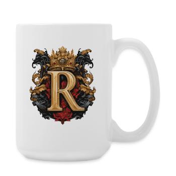 R Letter Name Crown - Large Mug 440 ml - white - Right
