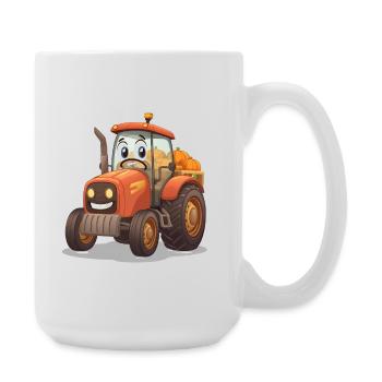 tracteur citrouille dans la ferme de dessin animé orange - Grande tasse 440 ml - blanc - Droite