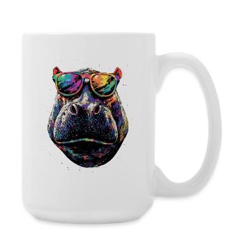 Nilpferd Flusspferd Mama Hippopotamus Cooles Hippo - Grande tasse 440 ml - blanc - Droite