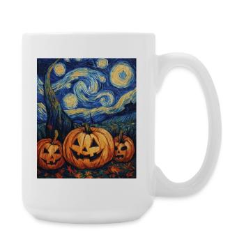 Kürbis Halloween Van Gogh Style Starry Night - Große Tasse 440 ml - Weiß - Rechts